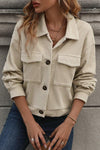KaleaBoutique Flap Pockets Buttoned Turn Down Collar Corduroy Shacket - KaleaBoutique.com