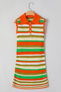KaleaBoutique Stylish Eyelet Sleeveless Buttoned Split Neck Sweater Dress - KaleaBoutique.com