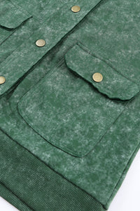 Vintage Washed Flap Pocket Button Shacket - KaleaBoutique.com