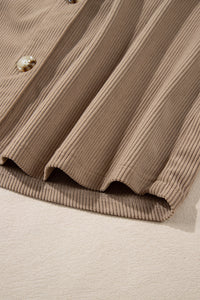 KaleaBoutique Hooded Drawstring Pockets Corduroy Shacket - KaleaBoutique.com