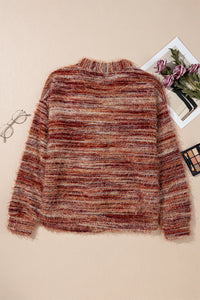 KaleaBoutique Stylish Fuzzy Striped Button Front Cardigan Sweater - KaleaBoutique.com