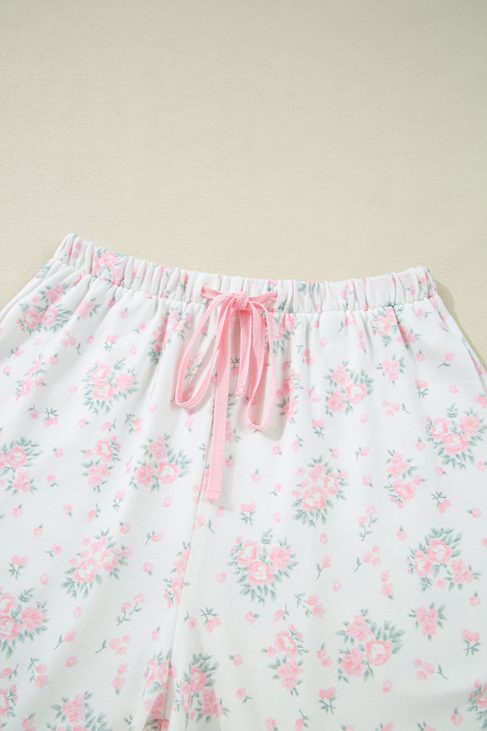 KaleaBoutique Stylish Floral Lettuce Trim Tee and Shorts Ribbed Lounge Set - KaleaBoutique.com