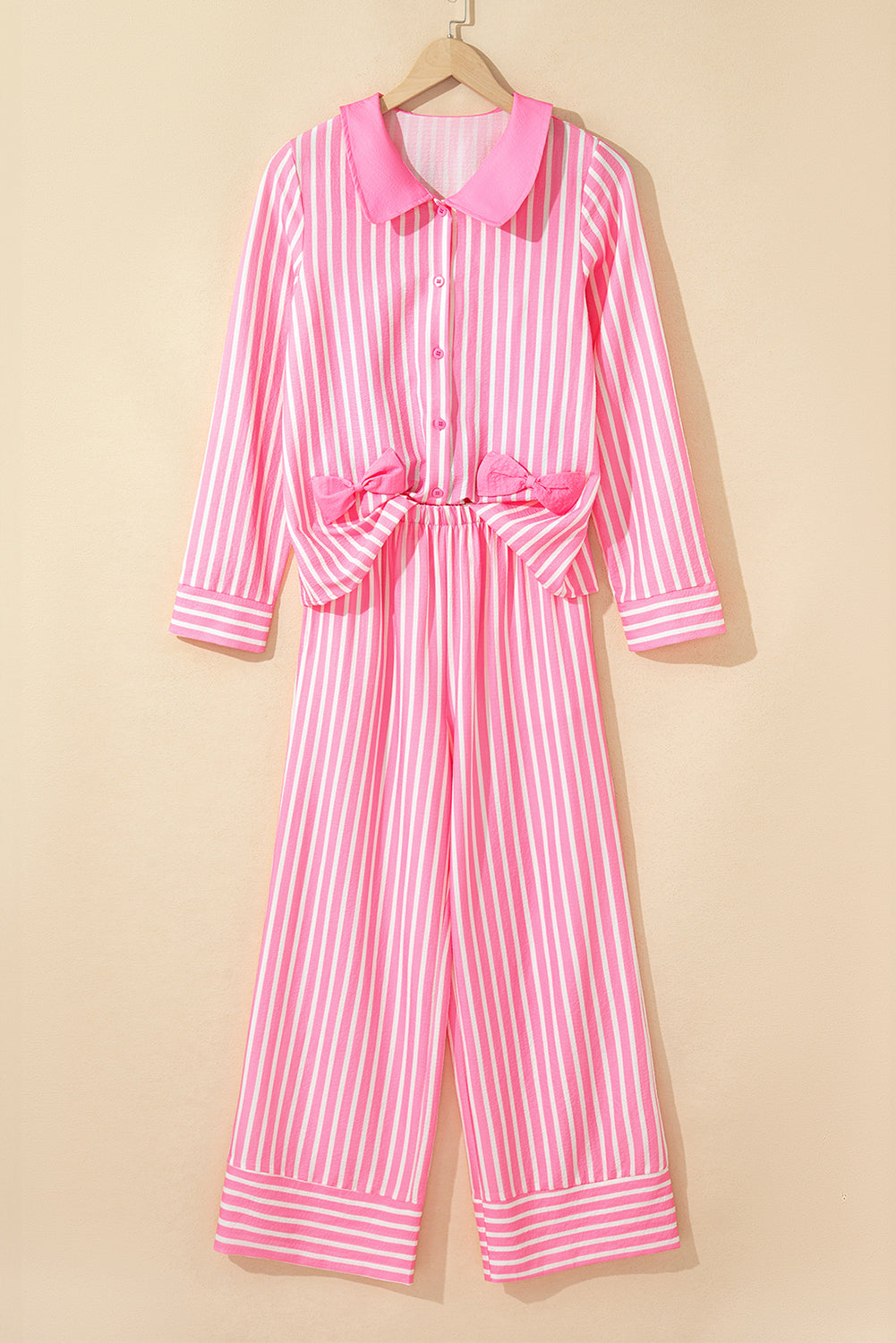 KaleaBoutique Comfortable Buttoned Front Long Sleeve Top and Pants 2 Piece Sleepwear - KaleaBoutique.com
