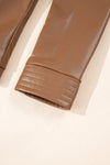 KaleaBoutique Solid Faux Leather Zipper Slim Fit Bomber Jacket - KaleaBoutique.com