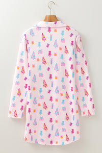 KaleaBoutique Comfortable Christmas Twinkle Tree Print Shirt Sleep Dress - KaleaBoutique.com