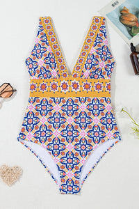 Floral Print V-Neck One-Piece Swimsuit by Kalea Boutique - KaleaBoutique.com