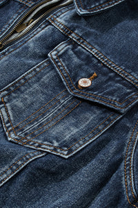 KaleaBoutique Classic Fake Two-Piece Hooded Zip-Up Denim Jacket - KaleaBoutique.com