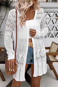 Crochet Hollow Out Open Front Cardigan - KaleaBoutique.com
