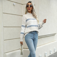 Women's Snowflake Mock-Neck Pastel Color Christmas Pullover Sweater - KaleaBoutique.com
