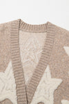 KaleBoutique Stylish Sherpa Star Pattern Textured Sweater Cardigan with Pockets - KaleaBoutique.com