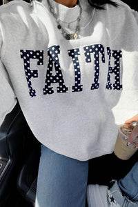 KaleaBoutique Comfortable High Neck Polka Dot Slogan Printed Baggy Sweatshirt - KaleaBoutique.com