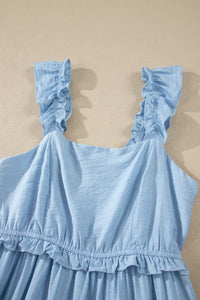 KaleaBoutique Stylish Solid Color Ruffle Trim High Waist Sleeveless Maxi Dress - KaleaBoutique.com