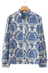 KaleaBoutique Bohemian Printed Bishop Sleeve Lace Shirt - KaleaBoutique.com