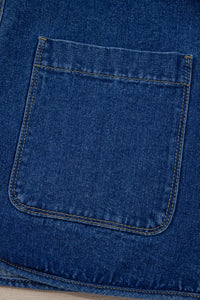 Vintage Fastening Big Patched Pockets Straight Cut Deep Wash Denim Jacket - KaleaBoutique.com