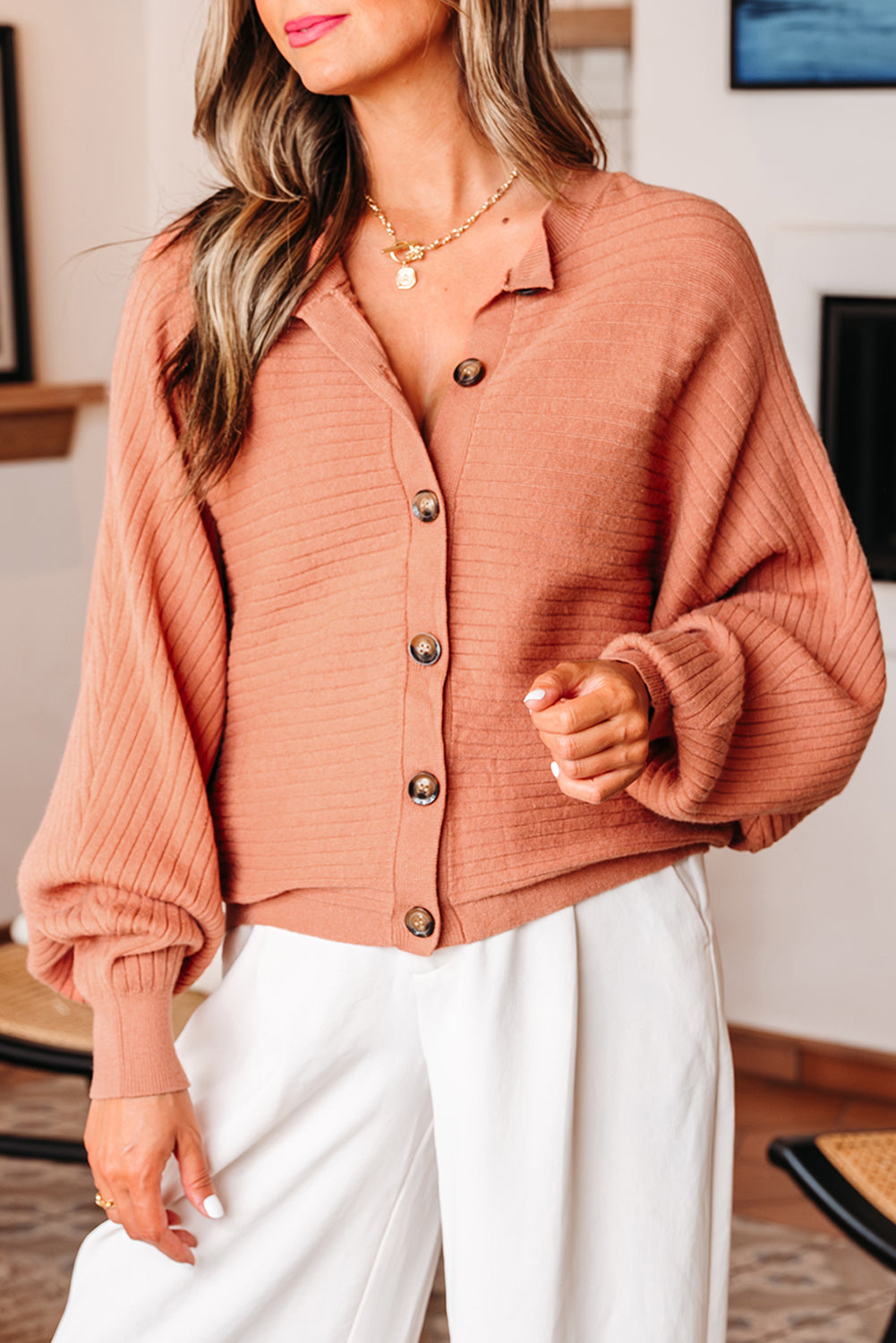 KaleaBoutique Stylish Wide Rib Knit Button Front Dolman Sleeve Sweater Cardigan - KaleaBoutique.com