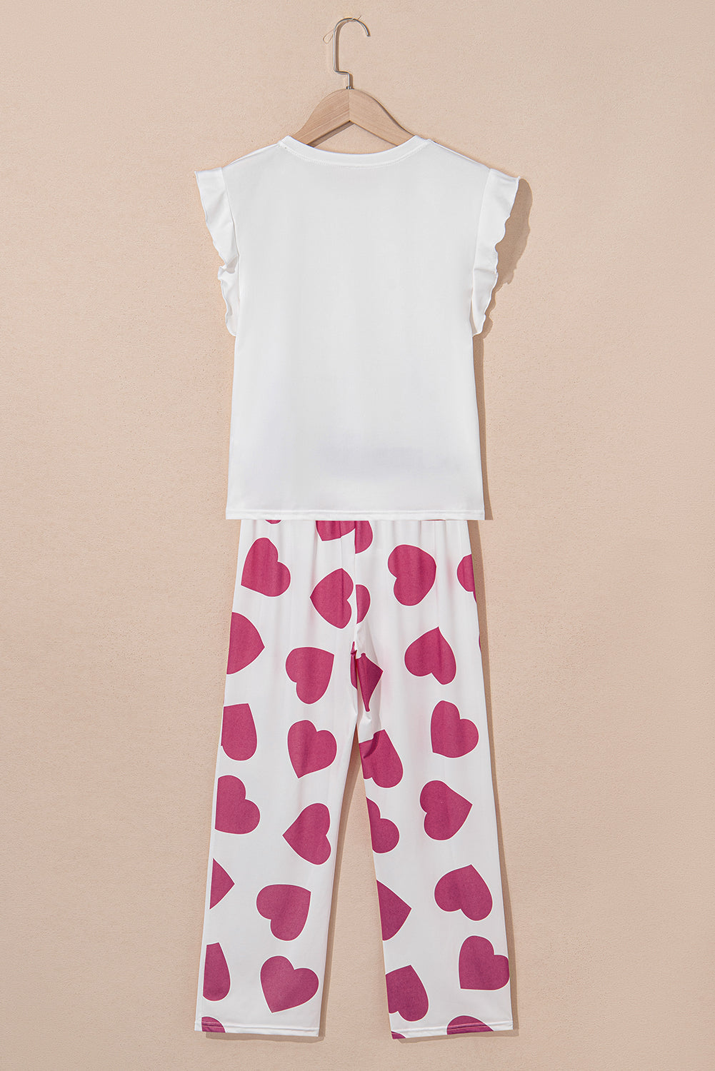 KaleaBoutique Comfortable Ruffled Tank Top And Heart Print Pants Lounge Set - KaleaBoutique.com