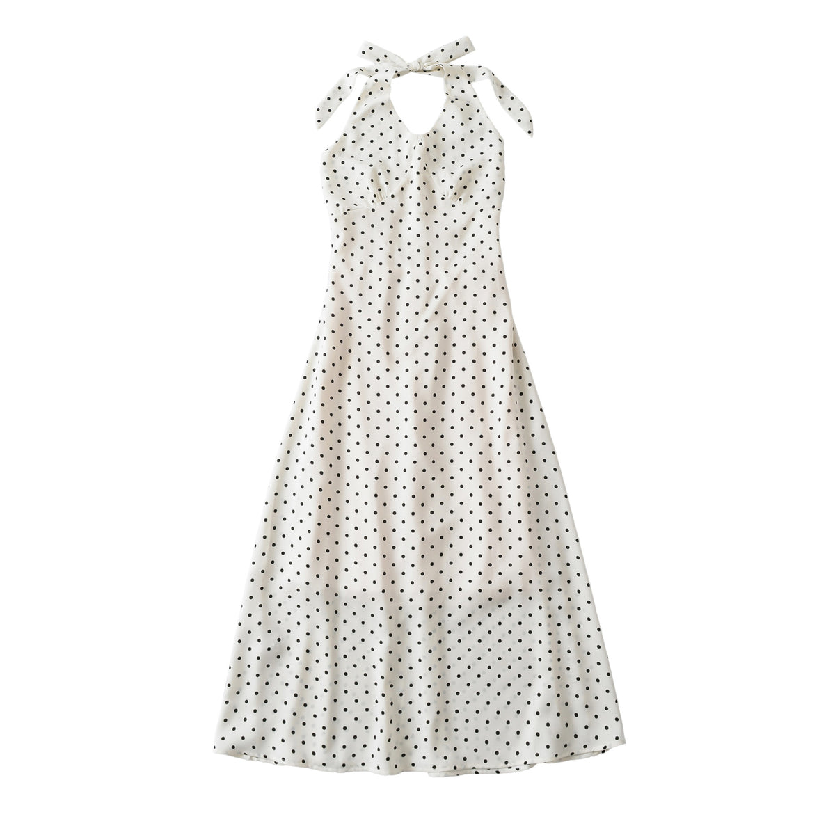 Women's Polka-Dot Tie-Halter Smocked-Back Midi Dress - KaleaBoutique.com