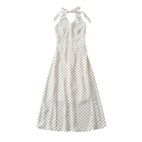 Women's Polka-Dot Tie-Halter Smocked-Back Midi Dress - KaleaBoutique.com