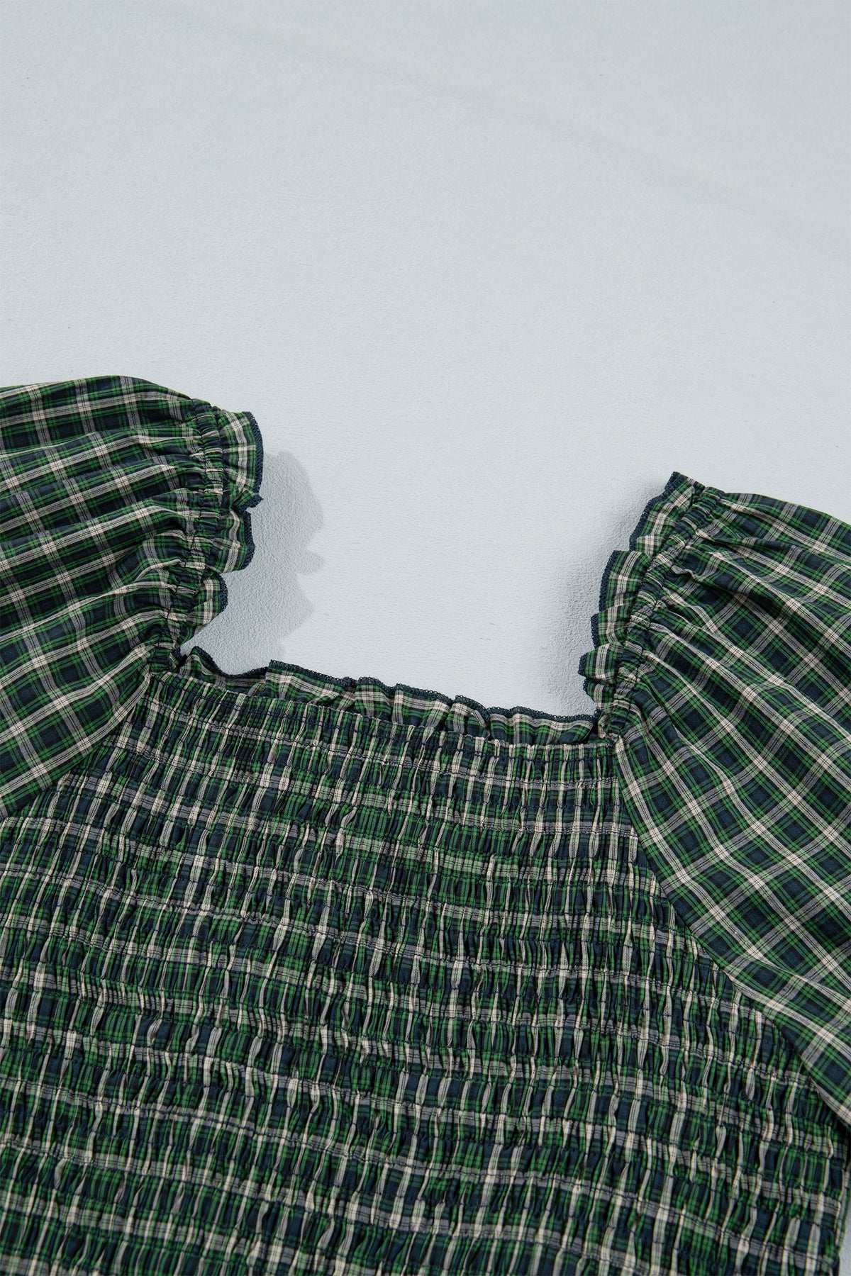 KaleaBoutique Comfortable Plaid Square Neck Shirred High Waist Ruffle Hem Dress - KaleaBoutique.com