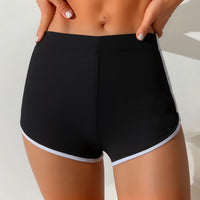 Women's Black Swim Shorts with White Contrast Trim - KaleaBoutique.com