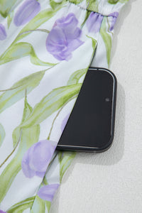 KaleaBoutique Comfortable Tulip Floral Print Contrast Trim Midi Dress - KaleaBoutique.com
