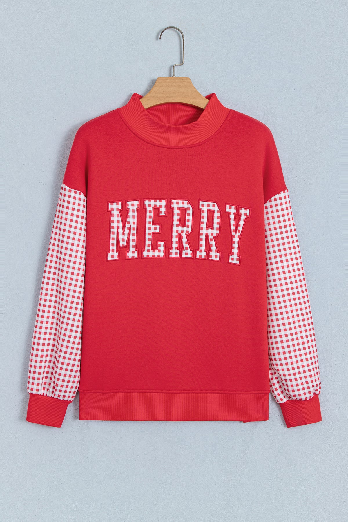 Gingham Plaid Sleeve Colorblock Oversized Pullover Sweatshirt - KaleaBoutique.com