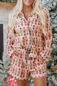 KaleaBoutique Comfortable Nutcracker March Long Sleeve Button Up 2pcs Pajama Short Set - KaleaBoutique.com