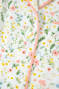 KaleaBoutique Comfortable Floral Print Contrast Pipping Short Pajamas Set - KaleaBoutique.com