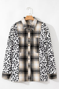 KaleaBoutique Plus Size Plaid Leopard Printed Patchwork Button Up Shacket - KaleaBoutique.com
