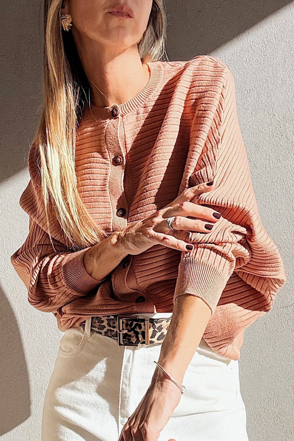 KaleaBoutique Stylish Wide Rib Knit Button Front Dolman Sleeve Sweater Cardigan - KaleaBoutique.com