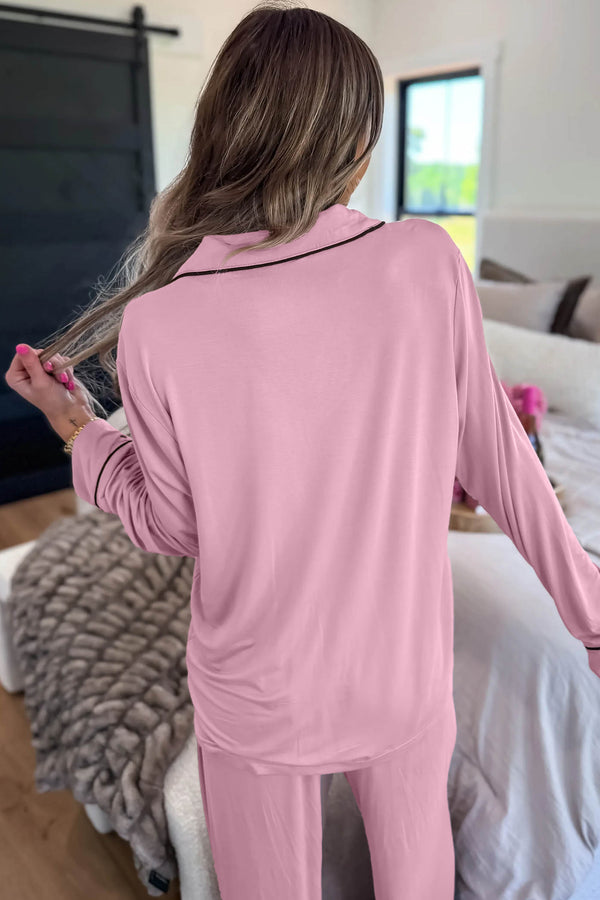 KaleaBoutique Comfortable Long Sleeve Colorblock Patchwork Two Piece Home Wear Lounge Set - KaleaBoutique.com