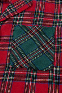KaleaBoutique Comfortable Dearlovers Plaid Contrast Patched Christmas Holiday Long Sleeve Shirt and Short 2pcs Pajama Set - KaleaBoutique.com