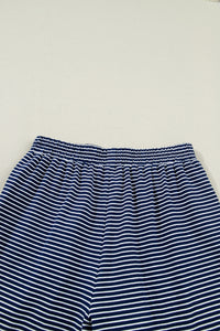 KaleaBoutique Stylish Blue Drop Shoulder Round Neck Long Sleeve Tee and Buttoned Shorts 2pcs Lounge Set - KaleaBoutique.com