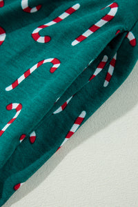 KaleaBoutique Stylish Christmas Candy Cane Printed Top and Pants Lounge Set - KaleaBoutique.com