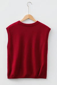 KaleaBoutique Comfortable Solid Color Crew Neck Knit Cap Sleeve Sweater - KaleaBoutique.com