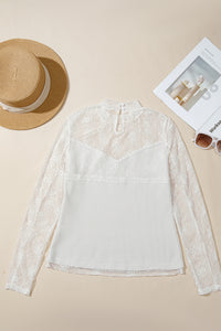KaleaBoutique Stylish Lace Mesh Long Sleeve Top - KaleaBoutique.com
