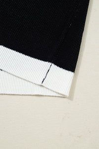 KaleaBoutique Comfortable Horse Shoe Pattern Contrast Trim Short Sleeve Sweater - KaleaBoutique.com