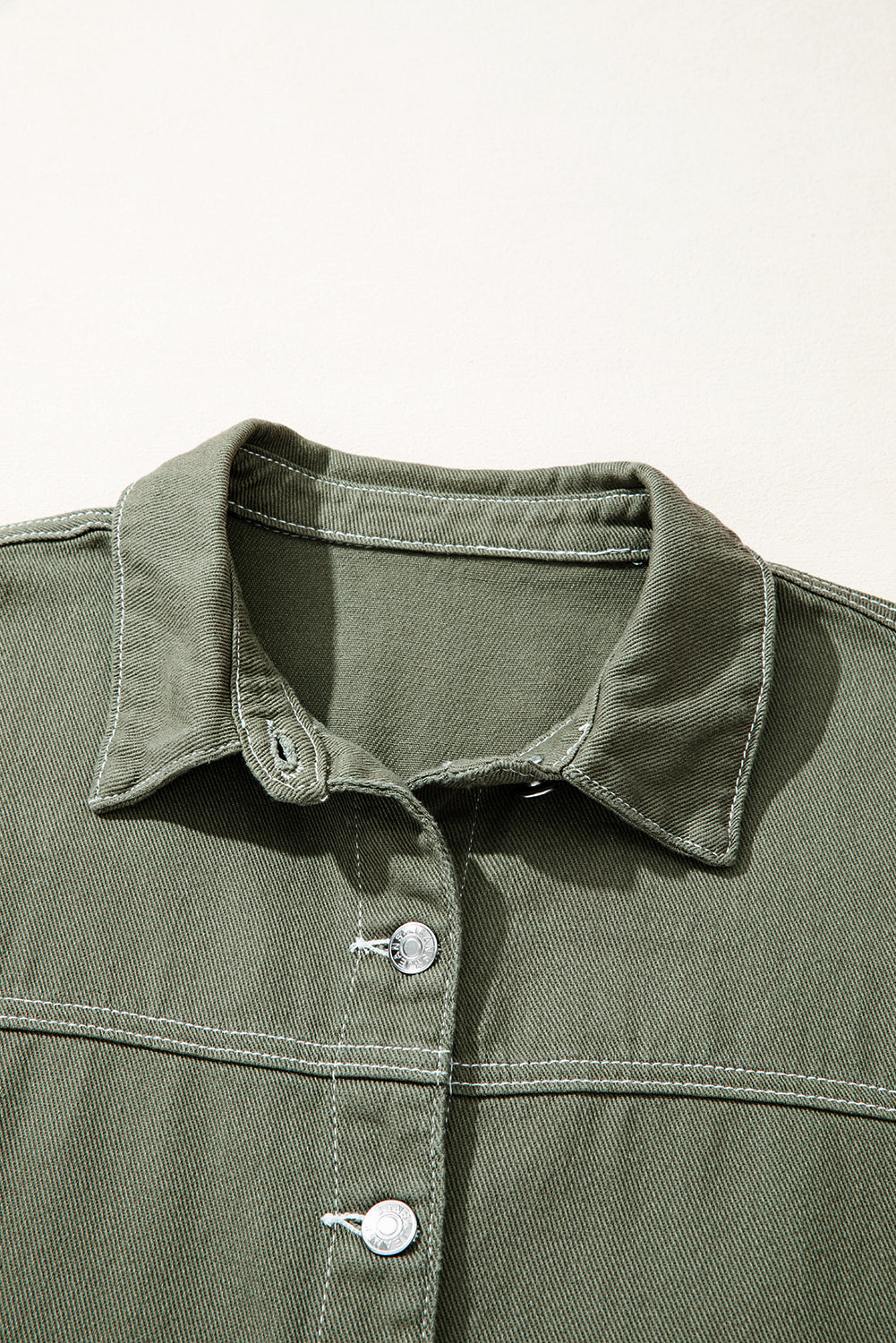 Patched Pocket Collared Button Front Boyfriend Denim Jacket - KaleaBoutique.com