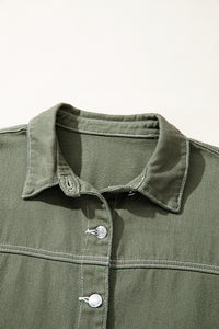 Patched Pocket Collared Button Front Boyfriend Denim Jacket - KaleaBoutique.com