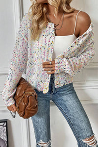 KaleaBoutique Rhinestone Decor Multicolor Confetti Sweater Cardigan - KaleaBoutique.com