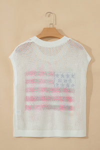 KaleaBoutique Stylish Flag Graphic Short Sleeve Sweater Top - KaleaBoutique.com