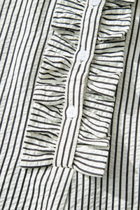 KaleaBoutique Stylish Frilled Detail Half Buttons Short Sleeve Long Dress - KaleaBoutique.com