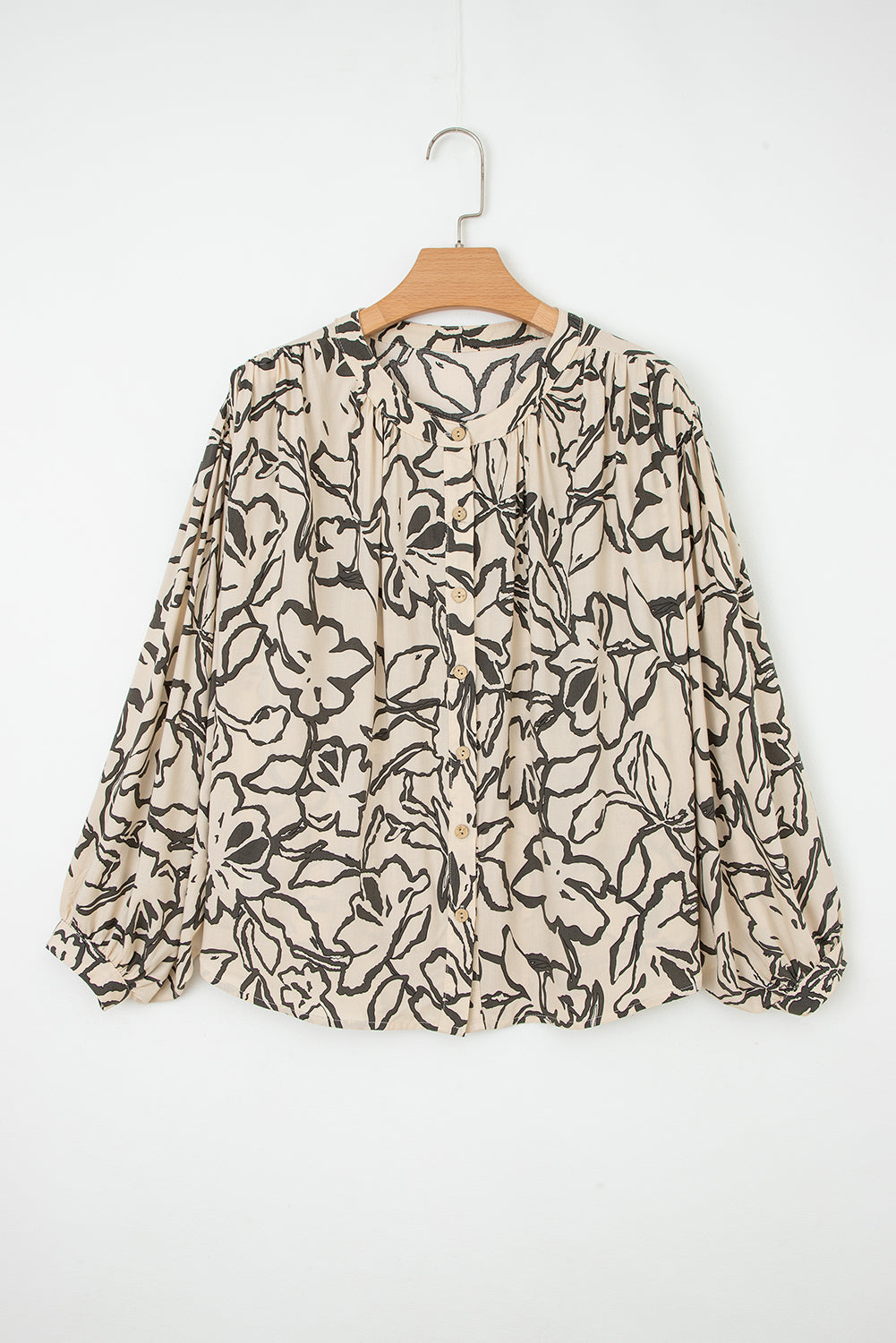KaleaBoutique Stylish Floral Print Batwing Sleeve Buttoned Loose Fit Shirt - KaleaBoutique.com