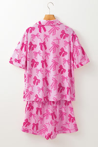 KaleaBoutique Stylish Bow Print Half Sleeve Shirt and Shorts Pajamas Set - KaleaBoutique.com