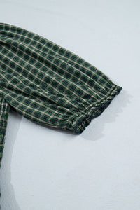KaleaBoutique Comfortable Plaid Square Neck Shirred High Waist Ruffle Hem Dress - KaleaBoutique.com