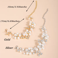 Bridal Pearl Flower Wire Bracelet, Rhinestone Floral Bracelet for Wedding or Prom, Bride or Bridesmaid Jewelry - KaleaBoutique.com