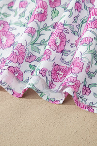 KaleaBoutique Stylish Floral Print Striped Patchwork Bow Knot Straps Mini Dress - KaleaBoutique.com