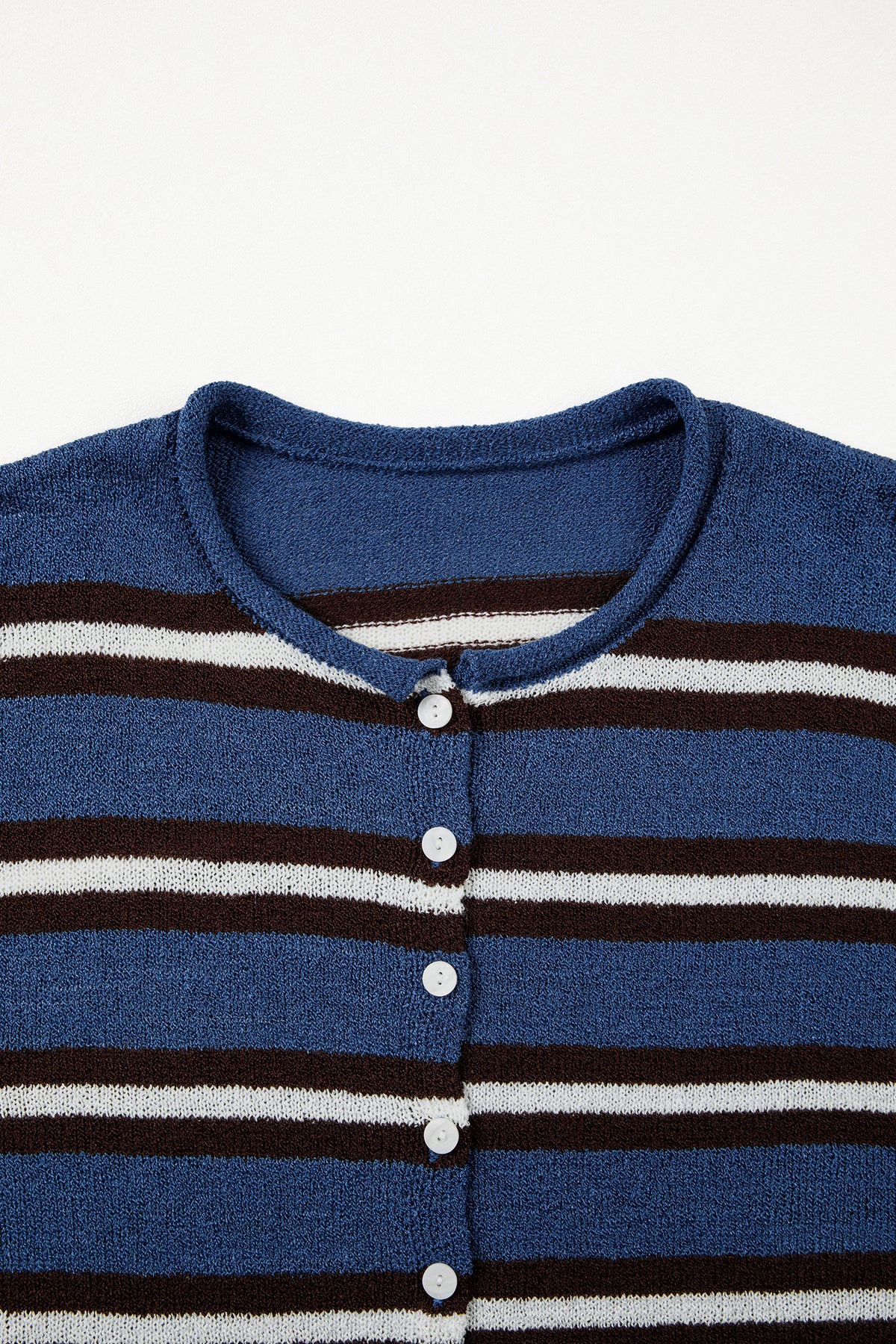 KaleaBoutique Comfortable Striped Drop Shoulder Button Cardigan - KaleaBoutique.com