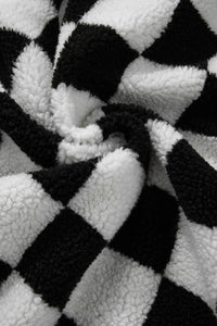 KaleaBoutique Checkered Side Pockets Collared Buttoned Fleece Jacket - KaleaBoutique.com