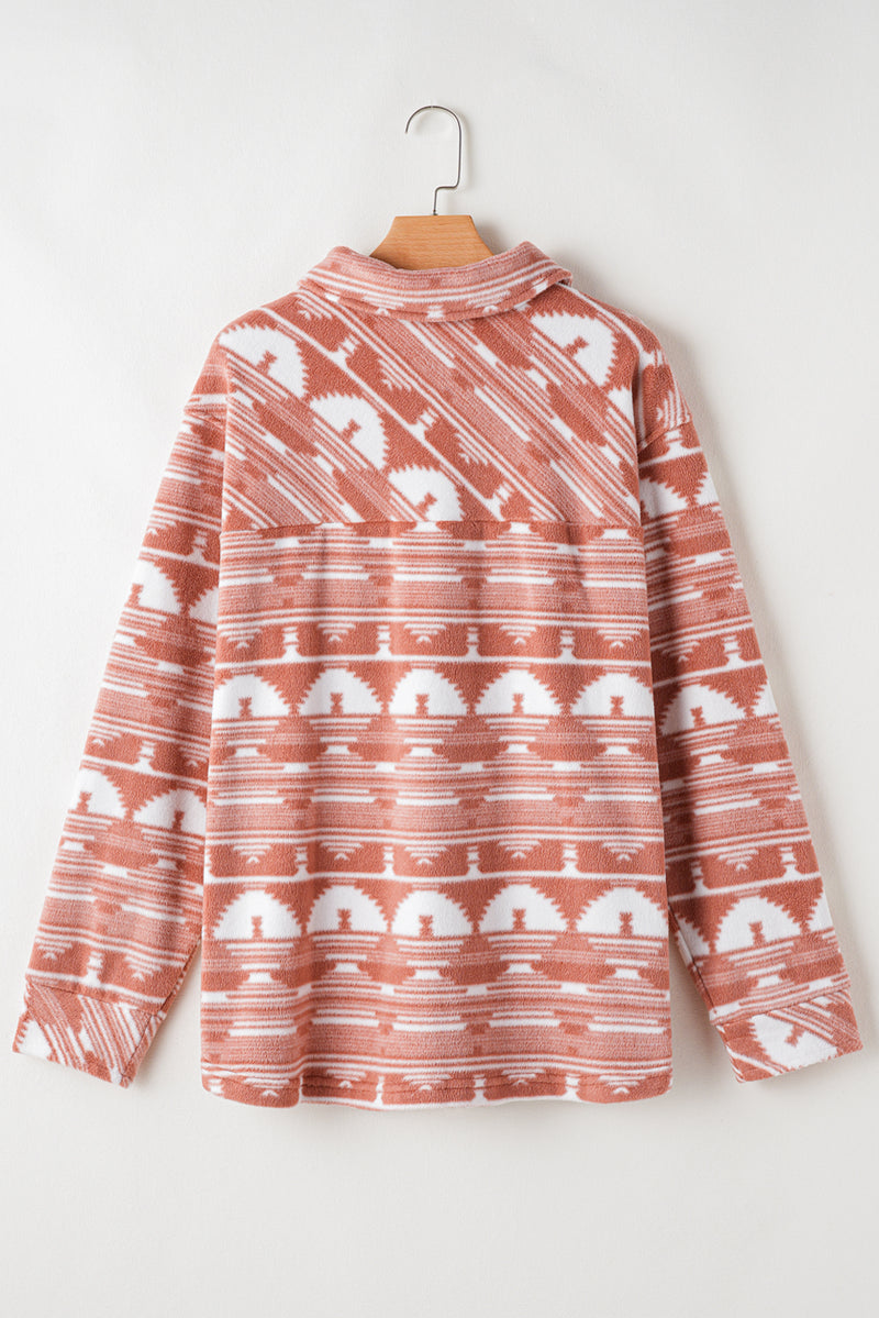 KaleaBoutique Plus Size Aztec Print Chest Pocket Shacket - KaleaBoutique.com